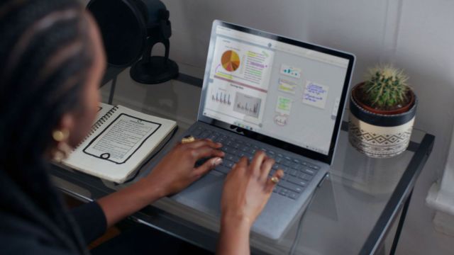 Woman working on a computer