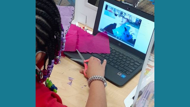 young student learning on a computer conference