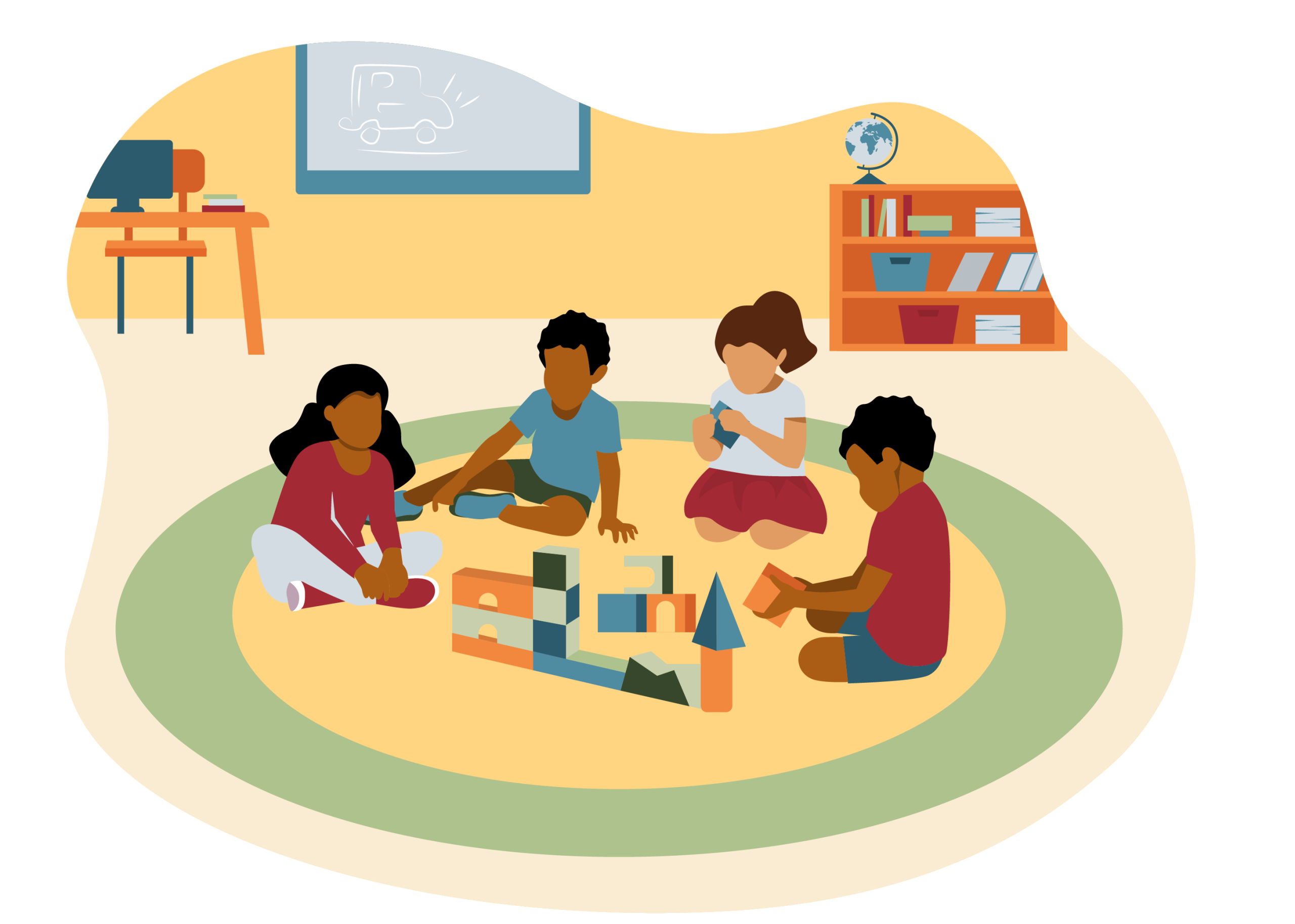 Young Black Students Playing - Toolbox Young Black Students Playing illustration