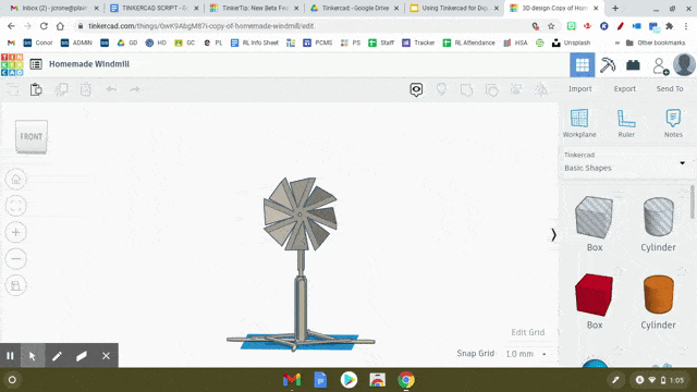windmill created in Tinkercad