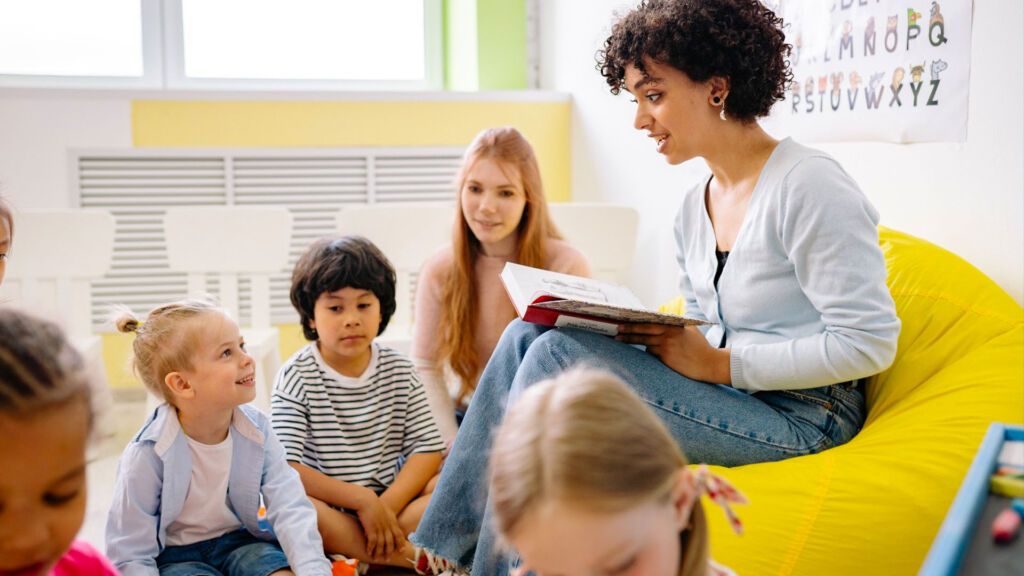 teacher reading to students