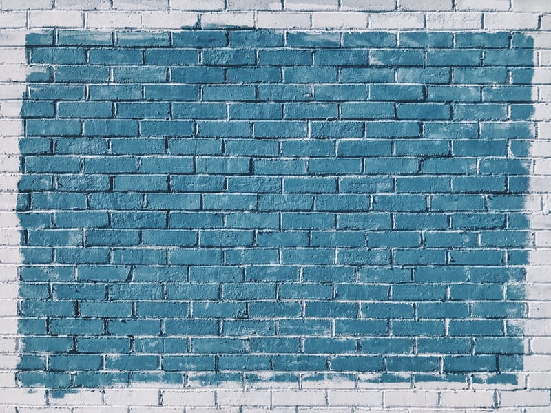 wall of blue and white bricks