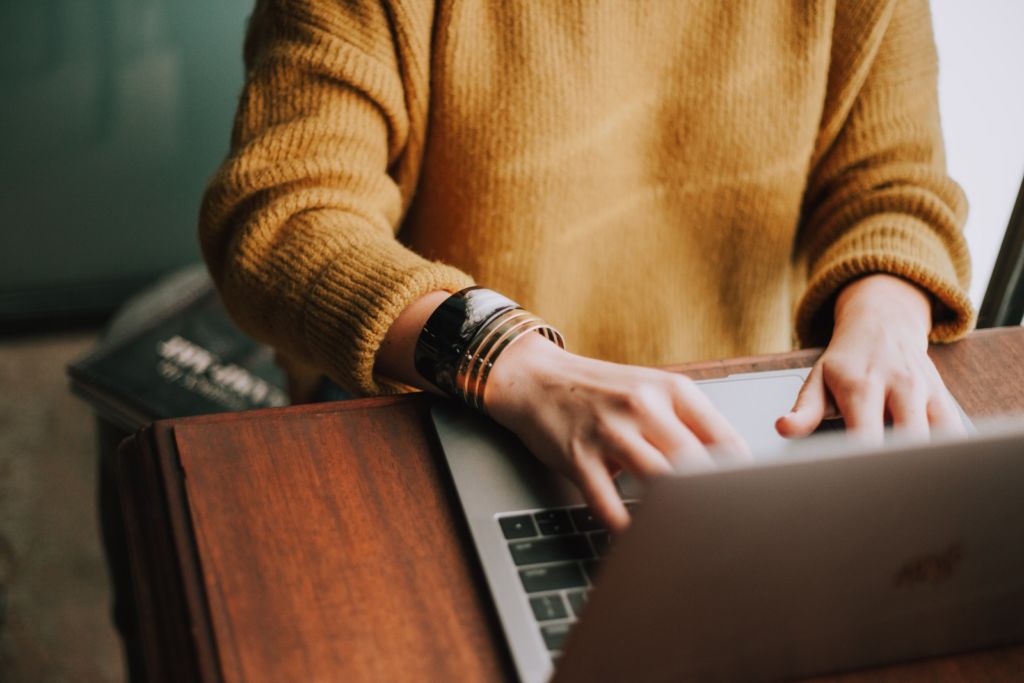 Woman working at a laptop