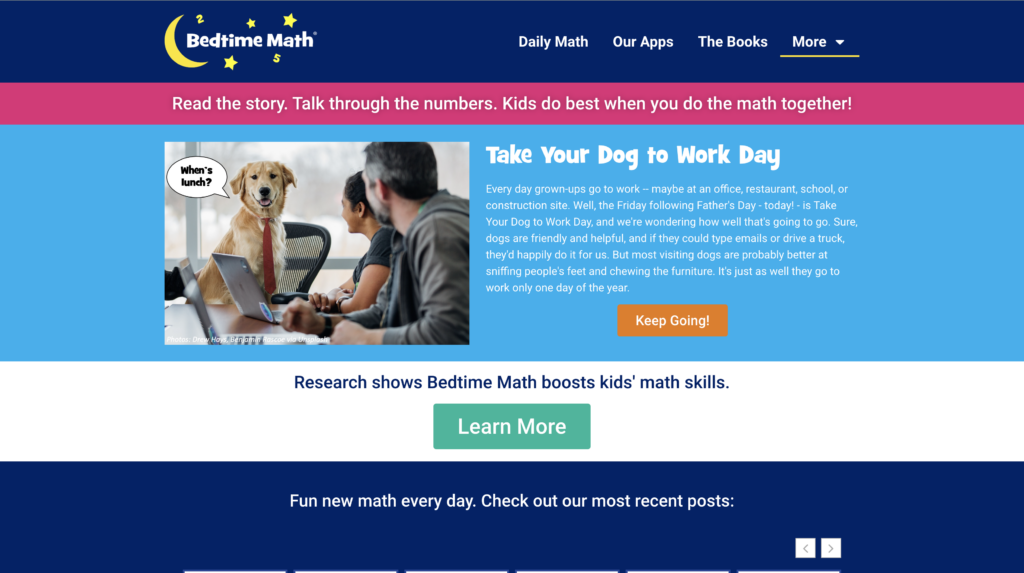 Math learning at home in a way that's fun and manageable for parents and caregivers.
