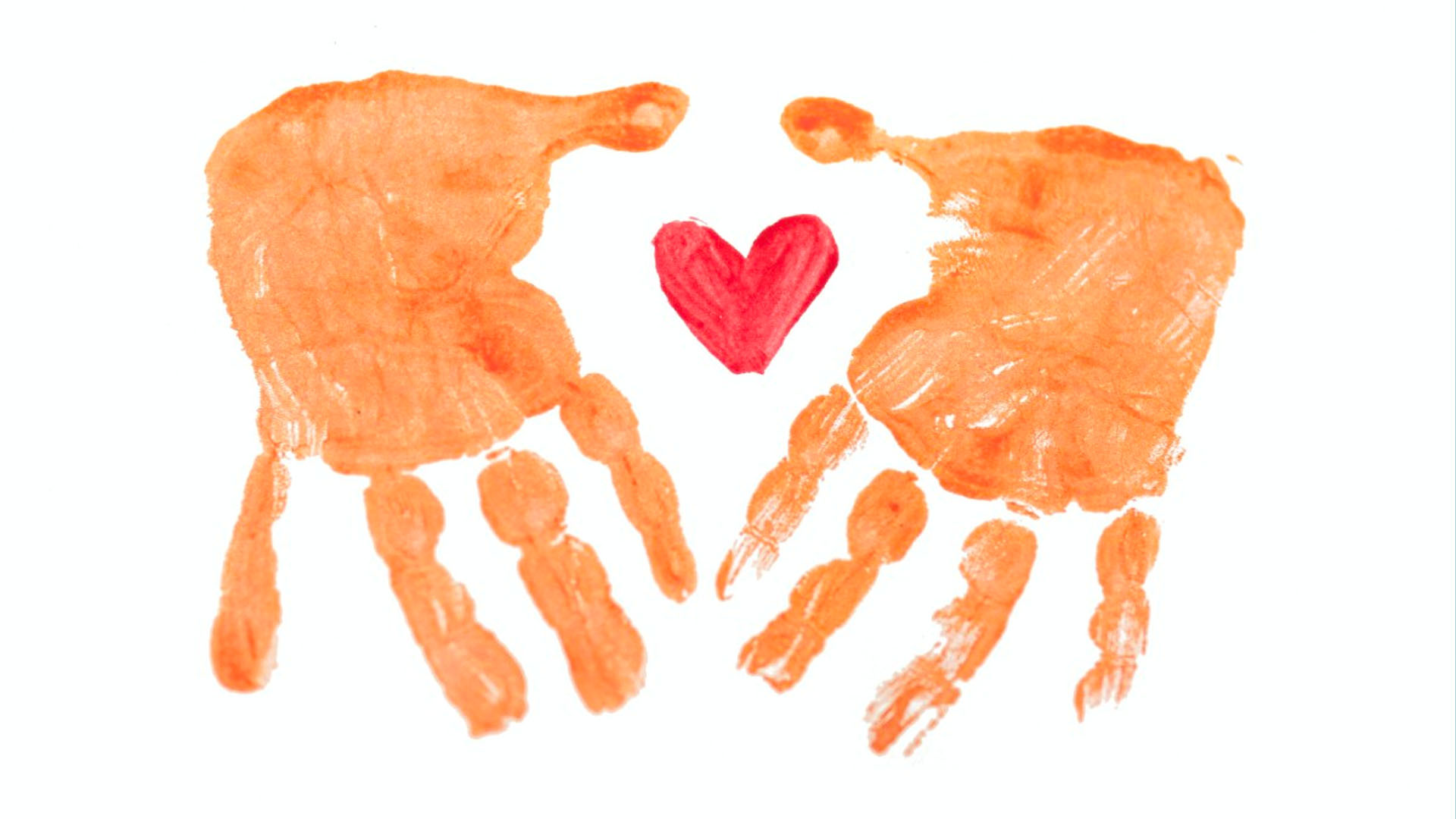 painted handprints surrounding a heart
