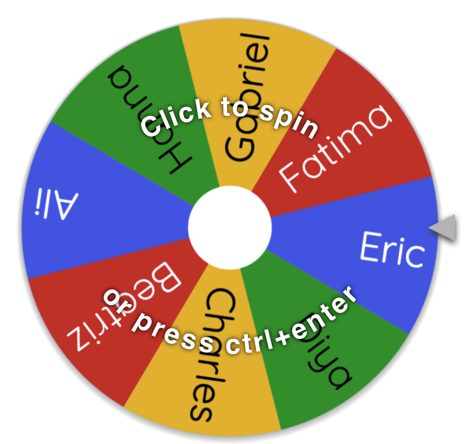 colorful wheel with names in each wedge