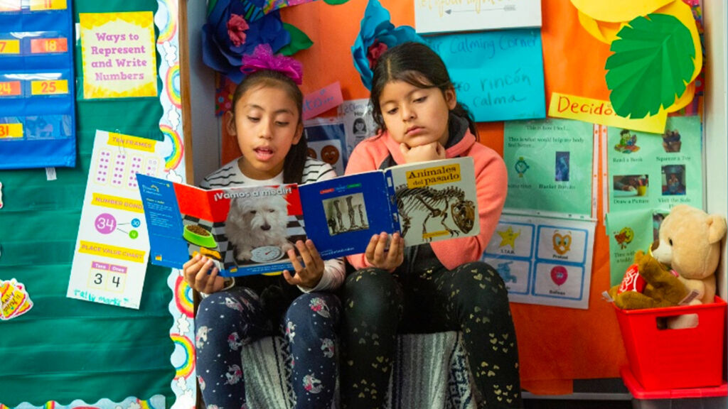 two students reading