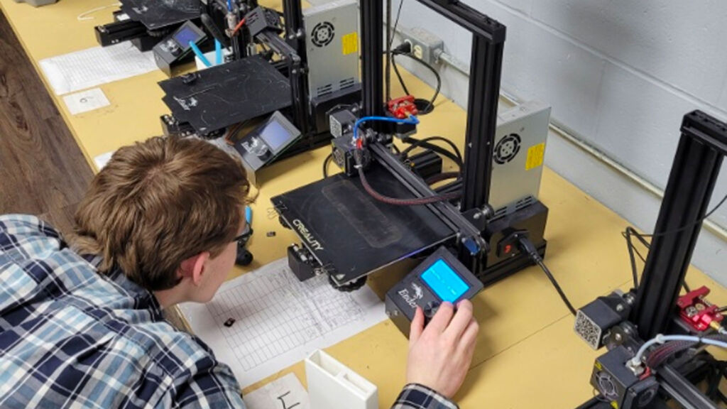 student working at computer