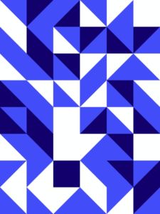 blue and white geometric shapes