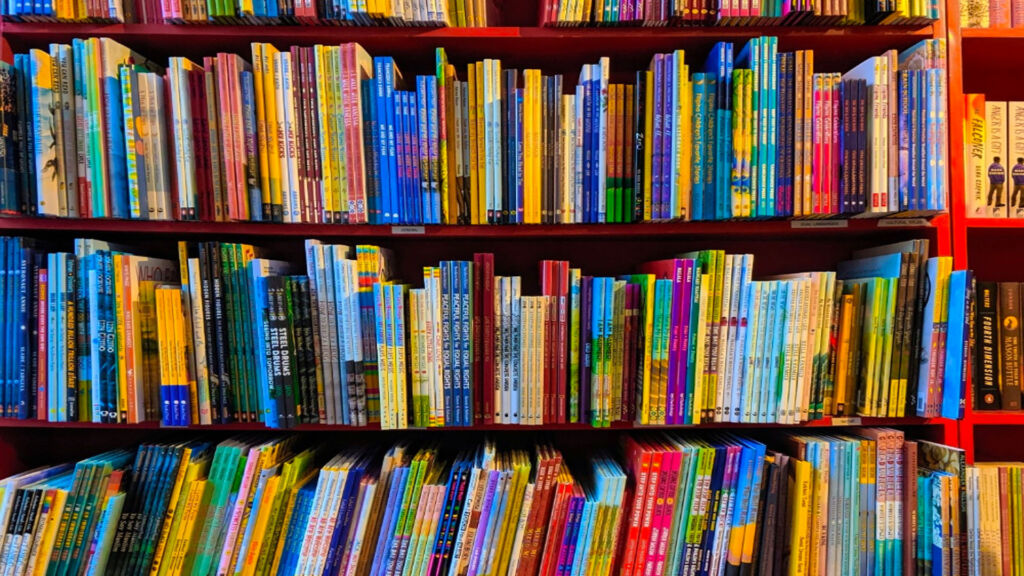 book shelves full of books