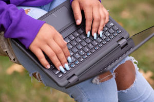 Student using a Chromebook