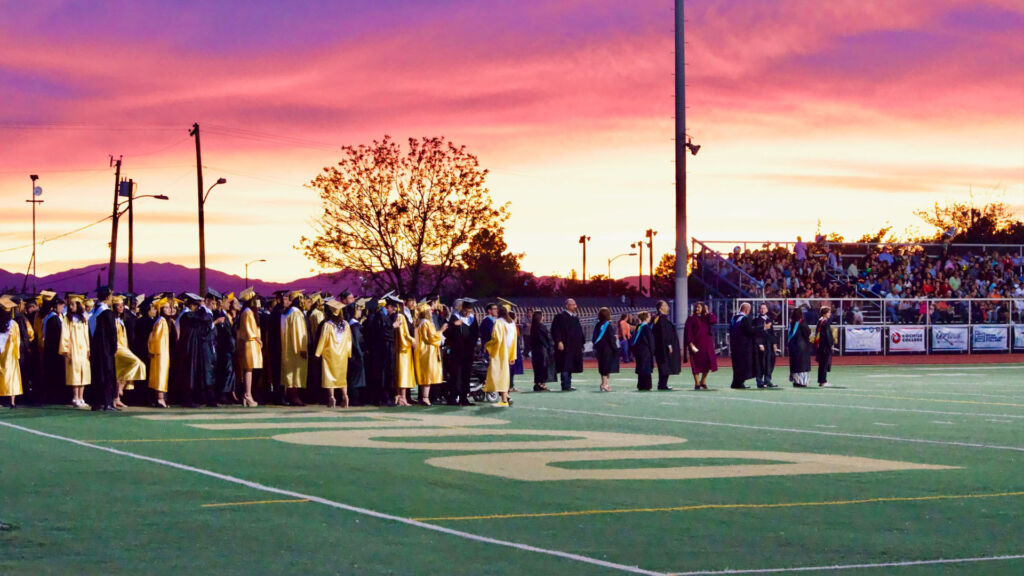 High School Graduation at Dusk