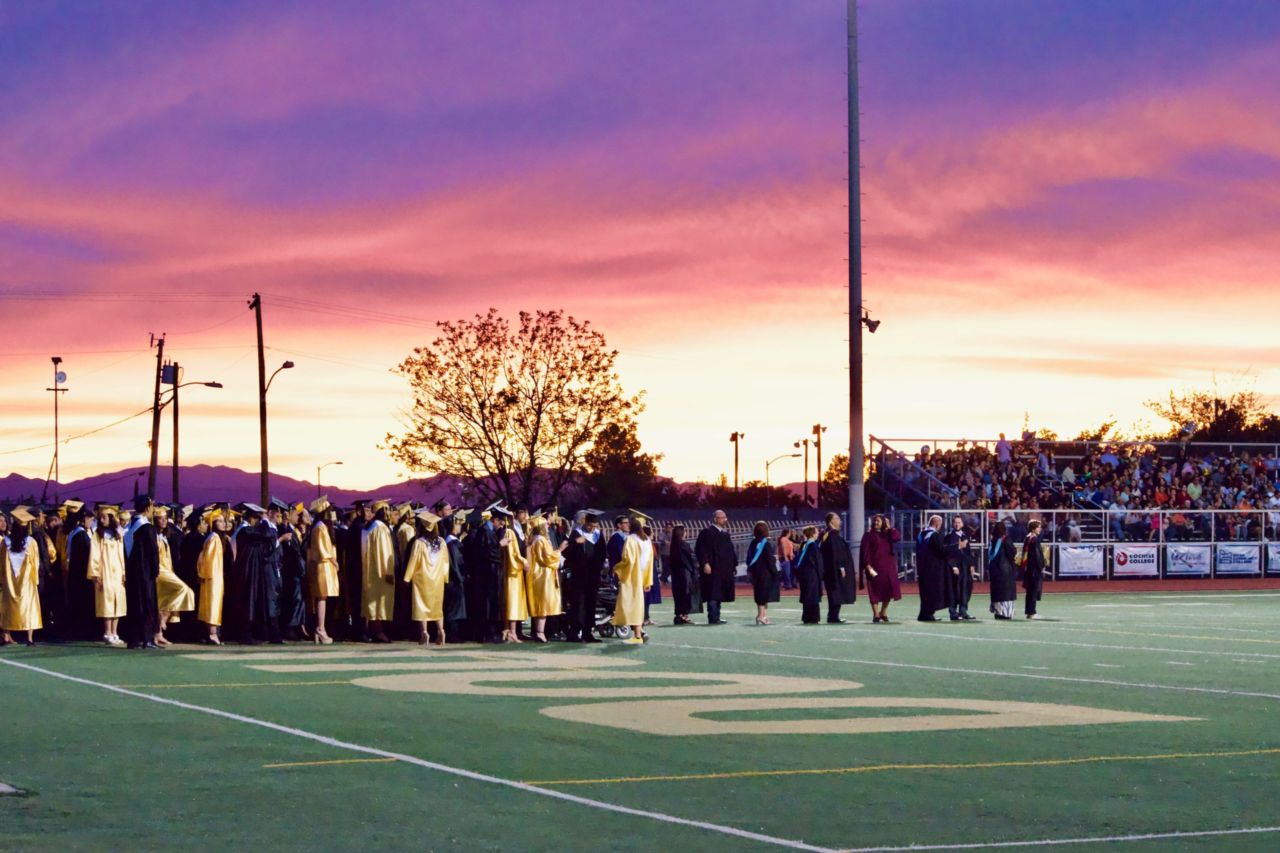 High School Graduation at Dusk