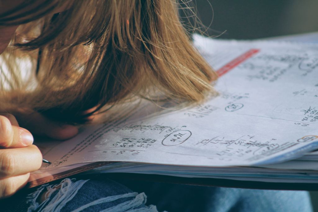 girl doing math problems