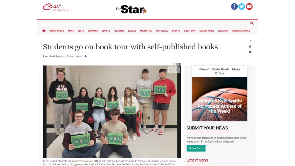 Book Tour being covered by Local Newspaper.