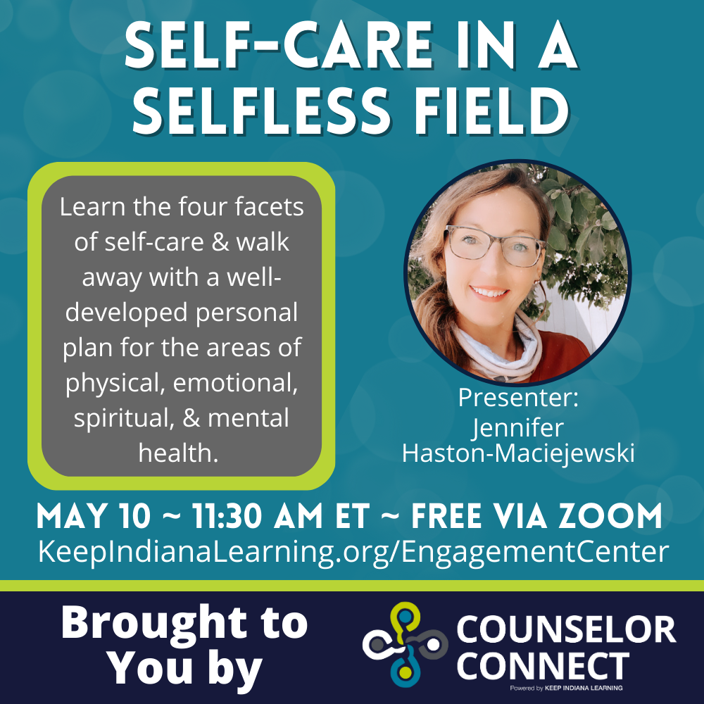 Learn the four facets of self-care & walk away with a well-developed personal plan for the areas of physical, emotional, spiritual, & mental health.