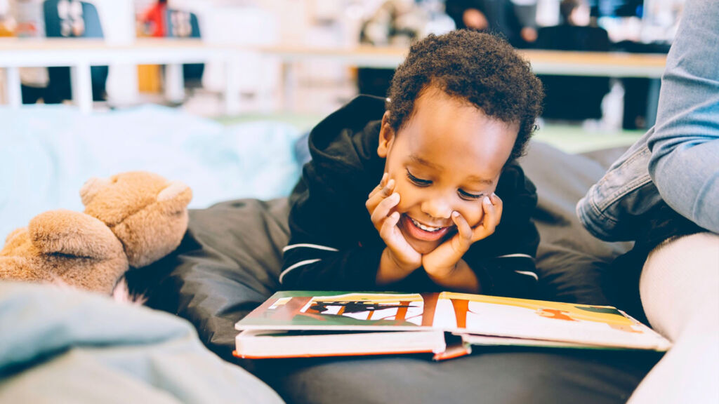 Student reading a book.