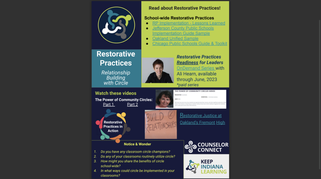 Restorative Practices ~ Relationship Building with Circle