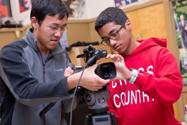 Students in a film making class.