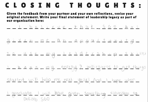 Closing Thoughts Worksheet