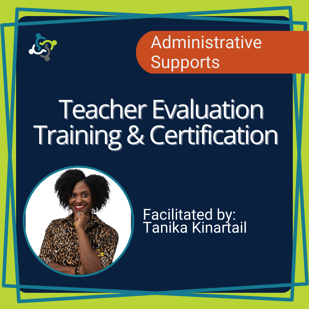 graphic stating title of the workshop: teacher evaluation and training certification