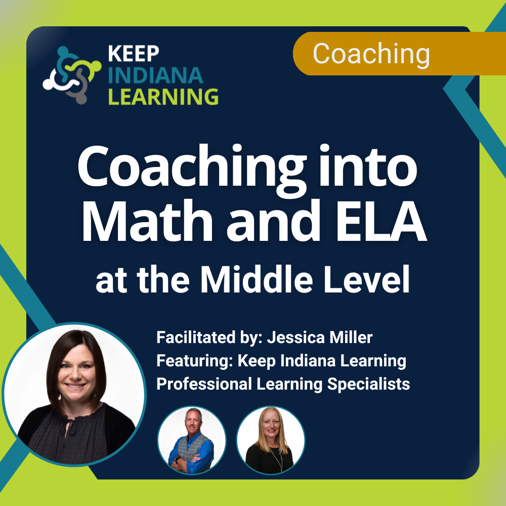 Graphic stating the title of the workshop: Coaching into Math and ELA at the Middle Level