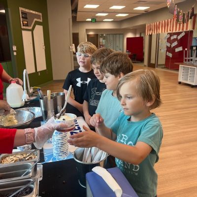 Students getting Ice Cream.