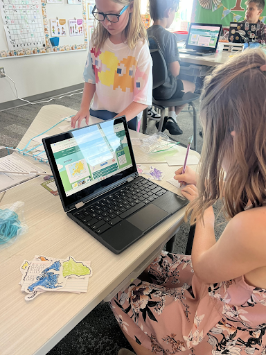 Student using a chromebook.