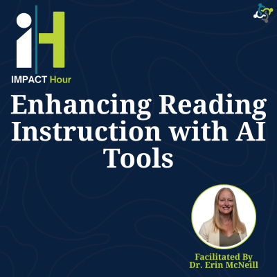graphic stating title of the workshop: enhancing reading instruction with AI tools