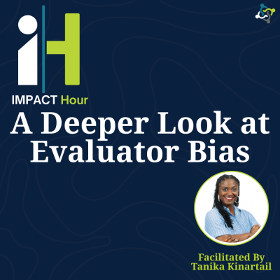 Graphic stating title of workshop: A deeper look at evaluator Bias