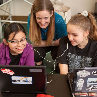Students at Sutton Middle School listen to songs representing different eras in history during an International Baccalaureate immersion day.