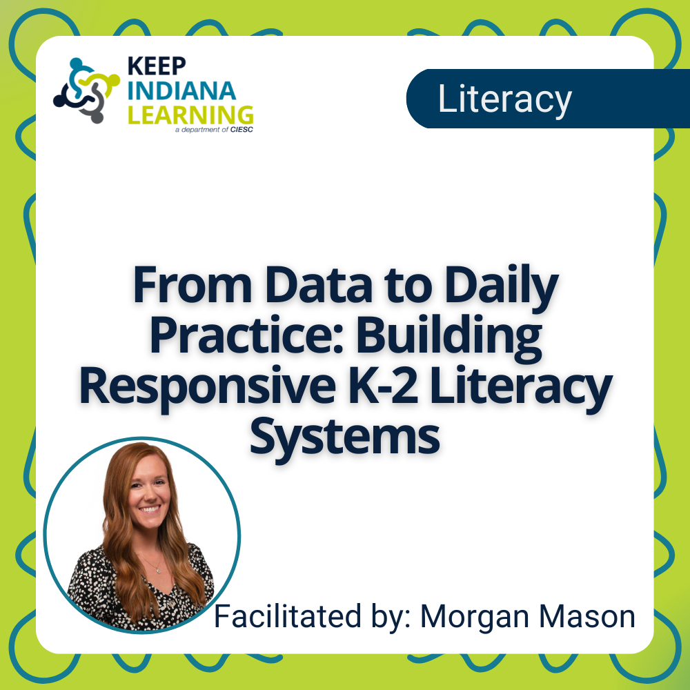 graphic stating the title of the workshop: From Data to Daily Practice: Building Responsive K-2 Literacy Systems
