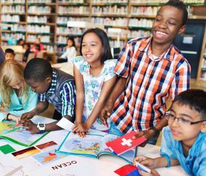 Students in the library.