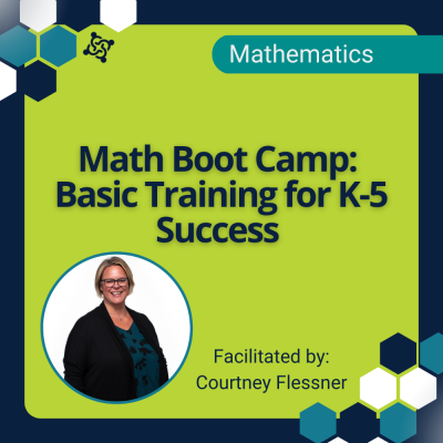graphic stating title of the workshop: Math Boot Camp: Basic Training for K-5 Success