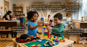 Children Playing with a few text overlays.