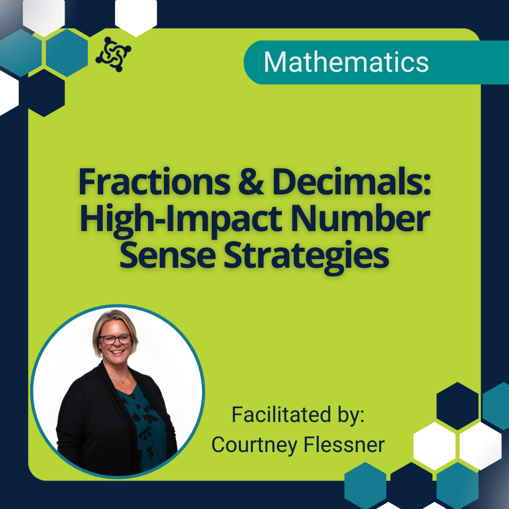 graphic stating title of the workshop: Fractions & Decimals: High-Impact Number Sense Strategies