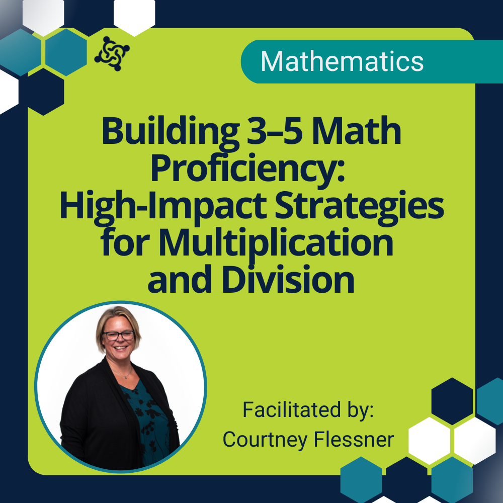 graphic stating the title of the workshop: Building 3-5 Math Proficiency: High-Impact Strategies for Multiplication & Division
