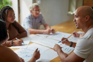 People in a discussion.