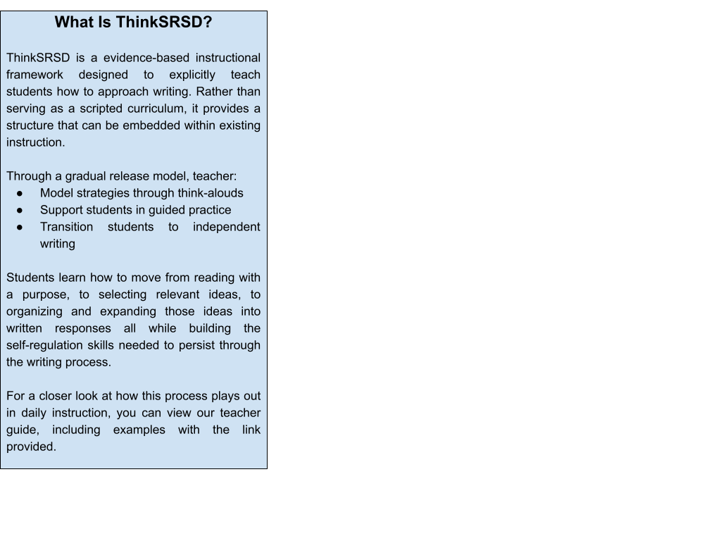 What is ThinkSRSD grpahic? What is ThinkSRSD grpahic?