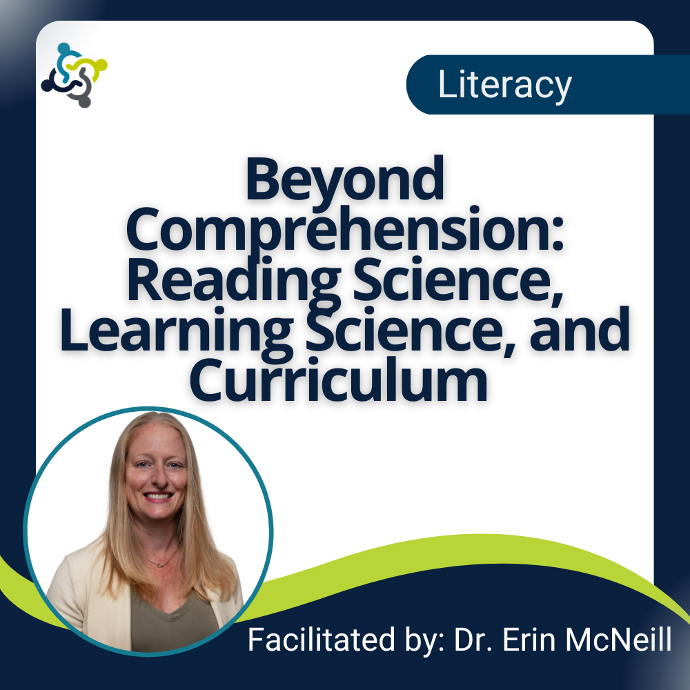 graphic stating the title of the workshop: Beyond Comprehension: Reading Science, Learning Science, and Curriculum