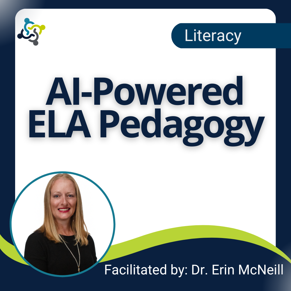 graphic stating the title of the workshop: AI-Powered ELA Pedagogy