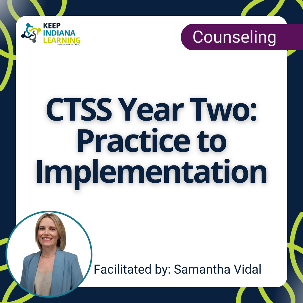graphic stating title of the workshop: CTSS Year Two: Practice to Implementation