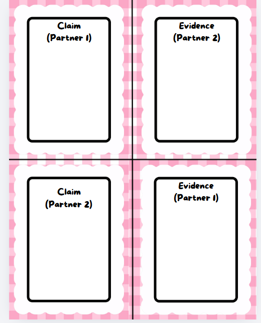 Claim & Evidence graphic organizer