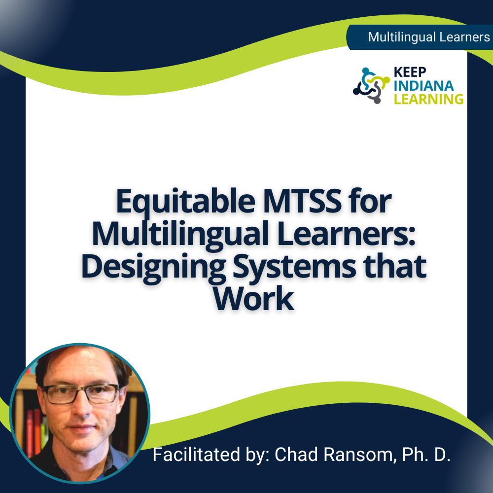graphic stating the title of the workshop: Equitable MTSS for Multilingual Learners: Designing Systems that Work